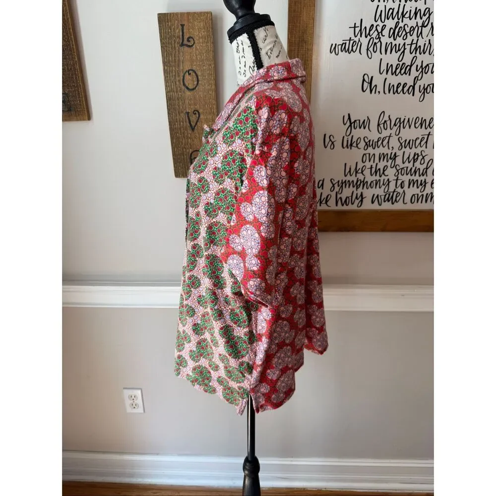 Disney Vera Bradley Womens Mickey Mouse Button-Down Pajama Shirt Red Green Large - Picture 3 of 9
